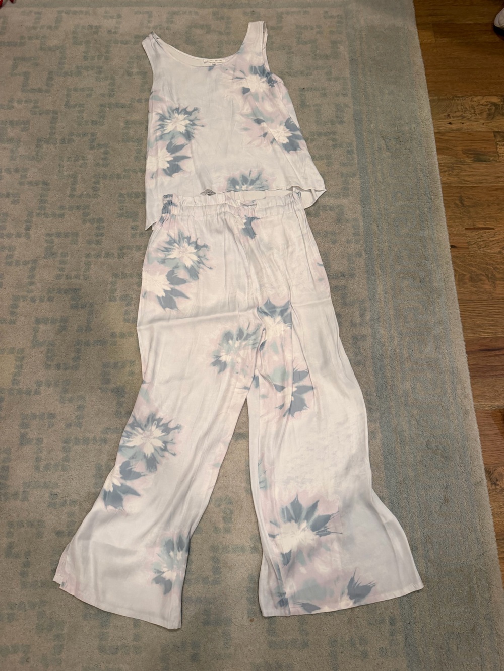 MELISSA NEPTON Pastel Tie-Dye Jogger Pants and tank in Light Pink & Blue